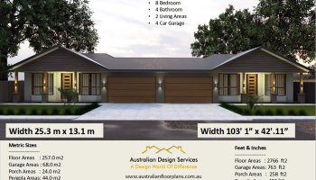4 Bed X 4 Bed X 4 Bath | 8 Bed Duplex Plans